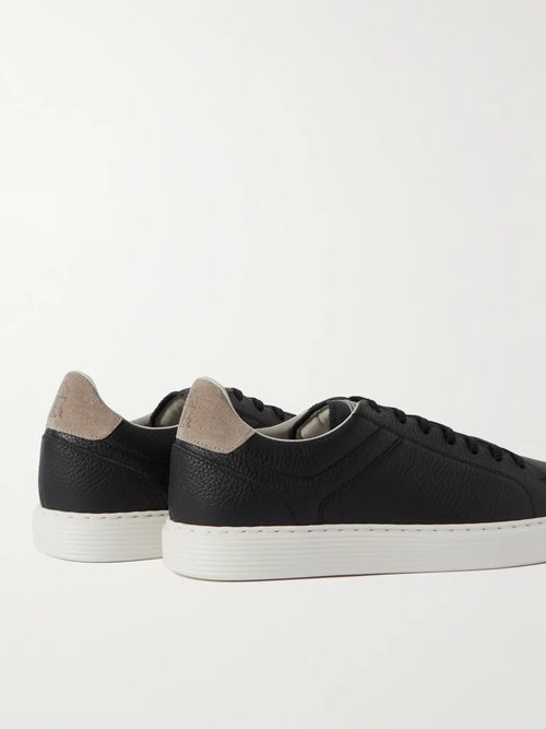 BRUNELLO CUCINELLI Suede-Trimmed Full-Grain Leather Sneakers