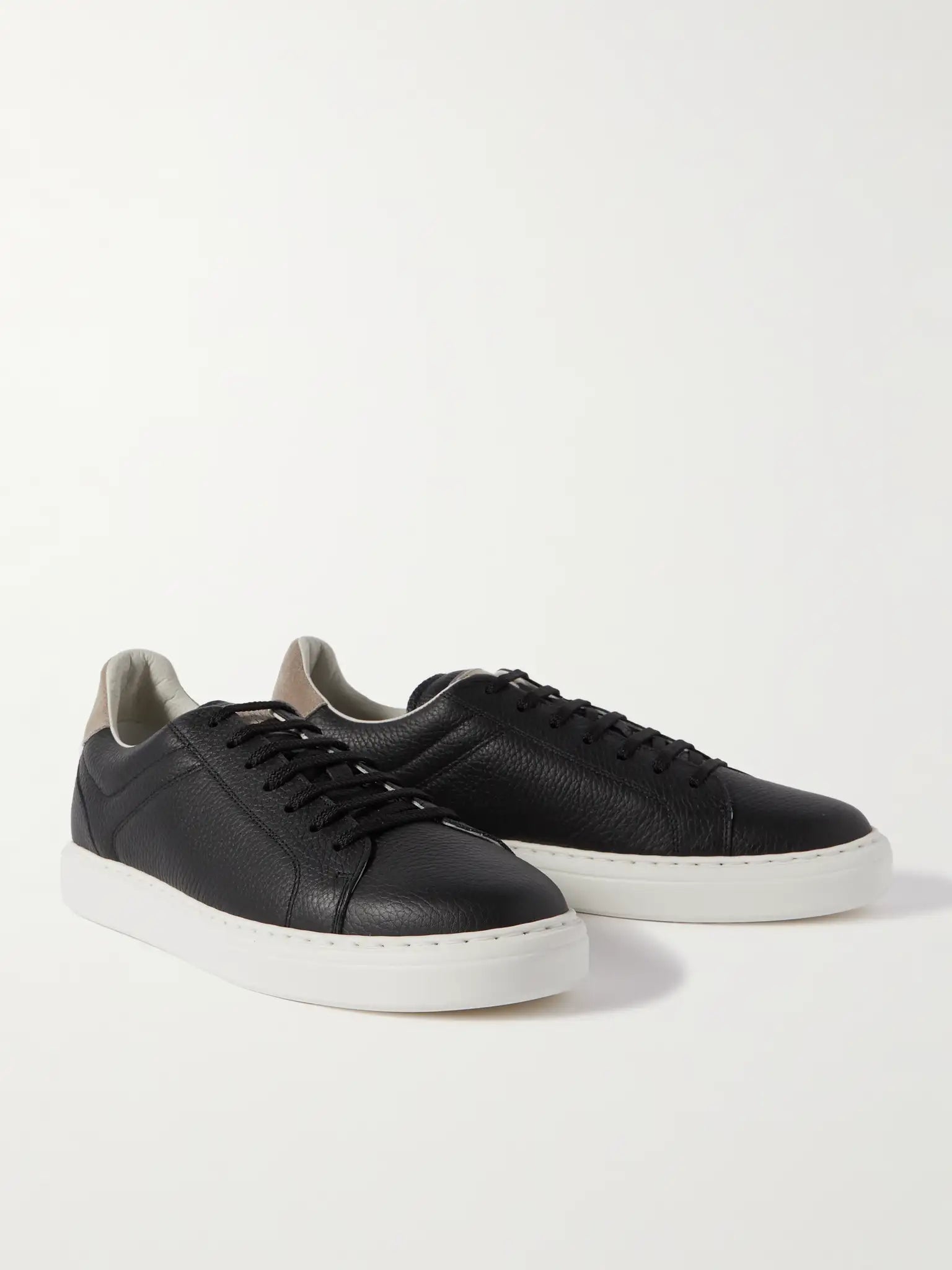 BRUNELLO CUCINELLI Suede-Trimmed Full-Grain Leather Sneakers